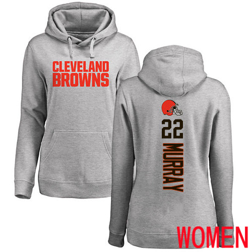 Cleveland Browns Eric Murray Women Ash Jersey 22 NFL Football Backer Pullover Hoodie Sweatshirt